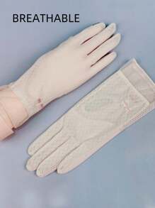 1 双女士时尚轻质蕾丝防晒手套，薄款触屏驾驶户外弹力冰丝手套，夏季 - 多色2 - 查看 6