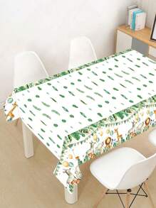 1/3pcs Jungle Animal Theme Disposable Tablecloth, Jungle Animal Birthday Party Table Runner, Dinosaur Theme Birthday Holiday Party Perfect Decoration, Birthday Gift Tablecloth - Jungle Animals - View 8