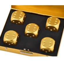 5 件优质金色铝合金骰子套装带收纳盒 - 非常适合派对游戏，准确易读，派对游戏、棋盘游戏、游戏配件必备，不锈钢六角形，是棋盘游戏爱好者的完美礼物，适合游戏之夜和家庭聚会、圣诞节礼物、情人节礼物、新年礼物、感恩节礼物、派对礼物、生日礼物 - 彩色 - 查看 6
