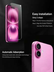 2pcs Tempered Glass Screen Protector Compatible With Apple 16 Plus 6.7 Inch, Anti-Scratch, Compatible With Phone Cases, High Definition Clear, Also Compatible With IPhone 17/17 Pro/17 Pro Max/17 Air/16 Pro Max/16 Pro/15 Pro Max/15/15 Pro/15 Plus/14 Pro Max/14 Pro/14 Plus/14/13 Pro Max/13 Pro/13/12/11 - 2 Pieces Transparent - View 5