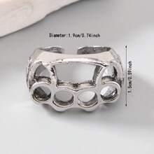1pc Men's Silver Hollow Open Ring, Casual Daily Commute Fashion Accessory - Antique Silver - View 2