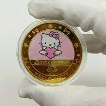 Sanrio 1pc/5pcs Random Style Hello Kitty Cute Cartoon Commemorative Coin, Cartoon Gift Commemorative Medal Small Gift, Suitable For Easter, National Day, Women's Day