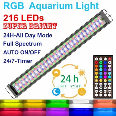110-140cm Fish Tank LED Aquarium Light RGB With Timer Full Spectrum,AUTO Turn ON/OFF Everyday