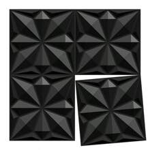 NKEN Panouri de perete 3D Art în design de diamant. 29,4 x 29,4 cm, alb mat/negru. Material, inodor, ușor, ușor de instalat, rezistent la foc, impermeabil și la umezeală, potrivit pentru decorarea pereților în case, camere, băi, dormitoare și camere de zi.