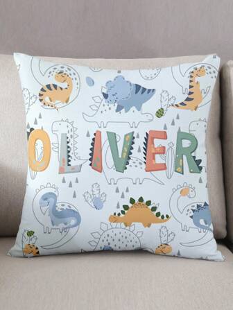 1 pieza Funda de almohada personalizada con nombre impreso, almohada personalizada con nombre, dinosaurio, tortugas, fuentes especiales, funda de almohada impresa por un solo lado para jóvenes, para cumpleaños, Día de la Juventud, regalos cotidianos, crea tu propia funda de almohada con imagen, gran regalo para amigos y para ti mismo, transpirable