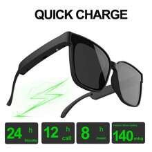 Wireless Smart Glasses With Audio And Voice Call Capabilities, Rechargeable Music Glasses With Built-In Microphone For Hiking Indoor And Outdoor Entertainment - Ink Black - View 7