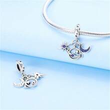 1pc 925 Sterling Silver Space Astronaut Charm Rocket And Planet Earth Charm Airplane And Suitcase Charm Star Moon Charm Suitable For Making Bracelets DIY Jewelry Making Charm Travel Gift Exquisite Women's Jewelry - Multicolor - View 5