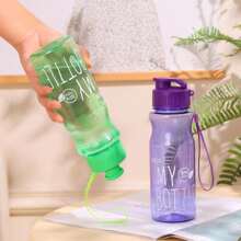 1 Piece 600ml Simple Portable Multi-Color Sports Water Bottle Summer Outdoor Fitness Water Bottle With Handle And Lid Leak-Proof Cup - Black - View 9