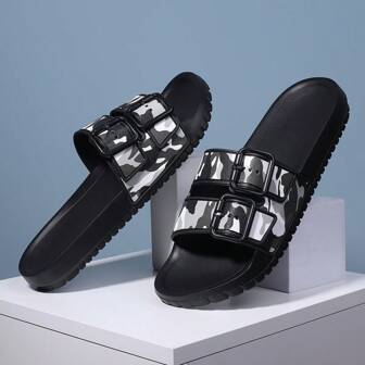 男士休闲拖鞋，舒适轻便系带凉拖，圆头，时尚户外沙滩人字拖