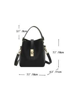 迷你水桶手提包，时尚简约单肩包和斜挎包 - 黑色 - 查看 7