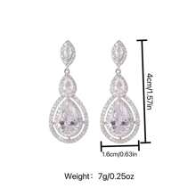 1 par de pendientes de lágrima con pavé de circonita cúbica brillante de lujo para mujeres, elegante estilo de señora noble para uso diario, fiesta, banquete, vacaciones, pasarela, joyería de moda