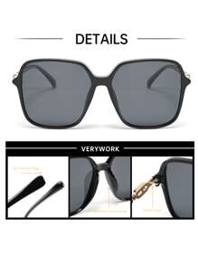 Verywork Verywork 1pc Square Classic New Vintage Ins Style Luxury Superior Quality Brand Design Women Fashion Eyeglasses Driving Shopping Golf Outdoor Travel Vacation Outfits Fashion Accessories For Summer Beach Vacation,Outdoor,Travel Shades Temple Decoration Elegant Style Oversized Square Frame