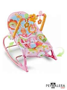 Silla Mecedora Vibradora De Bebé Musical Con Juegos Columpio Entretenimiento Relajante Divertido - Rosa - Ver 3