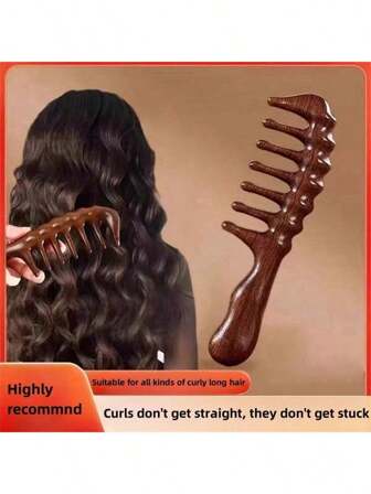 Pettine a denti larghi spessi, pettine da massaggio per capelli lunghi e ricci da donna, pettine con denti ruvidi e larghi per la stimolazione dei meridiani