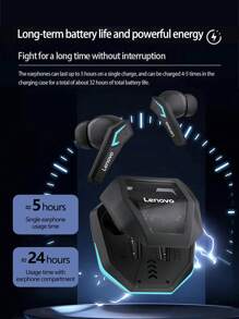 Lenovo Lenovo TG102-True Wireless Gaming Headset, Call Noise Reduction, In-Ear Sports Without Falling Off, High-Definition Stereo Sound Quality, Large Capacity And Long-Lasting Battery Life, Comfortable To Wear, Cool Mechanical Style Battery Compartment
