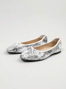 Zapatos planos tipo slip-on con estampado floral y decoración de moño a juego para mujer, cómodos y elegantes mocasines franceses con suela suave, adecuados para todas las estaciones