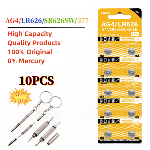 10-50PCS AG4 377 Watch Battery SR626SW Button Batteries SR626 177 376 626A LR66 LR626 Cell Coin Alkaline Battery For Watch Toys Clock