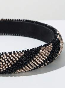 1pc Fashion Rice Bead Ombre Sponge Simple Korean Style Handmade Beaded Headband, Versatile Casual Wear Hair Accessory