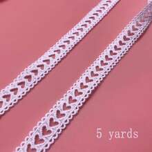 5/10 码心形缎带，1.8 厘米宽，双波浪心形图案，适用于手工艺品、刺绣、缝纫和肩带 - 米色 - 查看 4