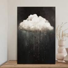 Framed Modern Abstract Canvas Prints Wall Art Vintage Rain Cloud Oil Painting Wall Art White Clouds In The Sky Nature Abstract Minimalist Home Artwork Decoration For Bedroom, Bathroom, Farmhous - Framed - View 2