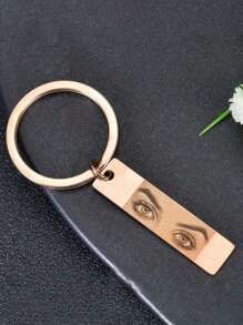 1 件定制照片眼睛形钥匙扣，不锈钢吊坠项链，时尚矩形钥匙圈，独特周年纪念珠宝礼物，创意定制眼睛钥匙扣，送给亲人的礼物，全年