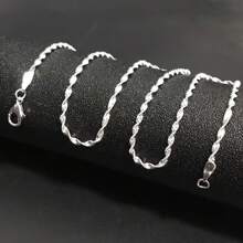 1Pc 16inch~30inch Luxury 2mm Silvery Plated Double Layer Water-Wave Chain Necklace Women Chokers Necklaces For Jewelry Making