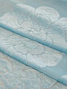 1 件柔软天鹅绒花卉图案波西米亚半透明窗帘，装饰窗帘，适合卧室、客厅、家居装饰，四季皆宜 - 藍色 - 查看 9