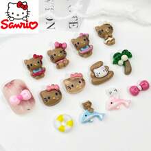 Sanrio 40 piezas/20 piezas/10 piezas de accesorios de arte de uñas Kawaii 3D de resina de dibujos animados lindos de Sanrio KT Cat, adecuados para joyería DIY, pulseras, llaveros, aretes