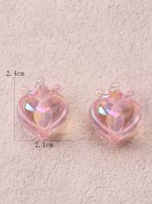 5pcs Bright Iridescent Crown & Heart Shaped Beads, DIY Jewelry Accessory
