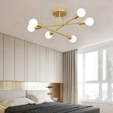 2Pack Modern Sputnik Chandelier - 6-Light Semi Flush Mount Ceiling Light Fixture,E27 Base Sputnik Lights Fixture,For Dining Room And Kitchen,Bedroom,Bathroom(Bulb Not Included)