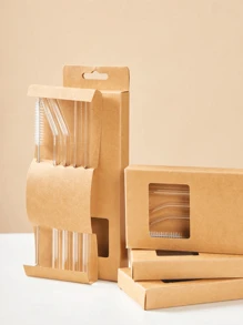 5/10pcs/Set (4Straws + 1Brush) Transparent Glass Straws, Heat Reusable Clear Glass Straws For Smoothies, And Drinks - Healthy - Includes Cleaning Brush School Supplies,Back To School Christmas For Holiday Gift Giving