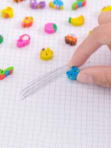 50pcs Mini Animals, Fruits, Numbers, Cake Erasers - Colorful And Creative Pencil Erasers, Suitable For Classroom Rewards, Party Favors And Office Supplies. Colors And Patterns Are Random.