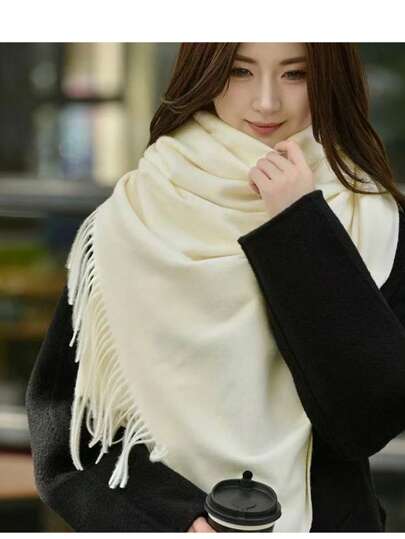 Imagem do produto MilyModa Cachecol  feminino imitação de cashmere,inverno fino 150g com franjas na loja Shein