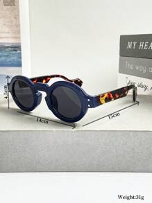 New Retro Color Block Round Small Frame Fashion Fashion Glasses For Men And Women, Outdoor Versatile Suitable For Holiday Party, Daily Wear Eyewear