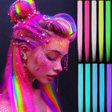 10 Stücke Bunte Regenbogen Haarverlängerungen, je dunkler die Färbung, desto heller der Leuchtstoff, für Frauen, gerade Clip-In Haarverlängerungen für täglichen Gebrauch, Kostümpartys, Cosplay, Y2K Stil, Mode Party, Geburtstaggeschenk für Frauen