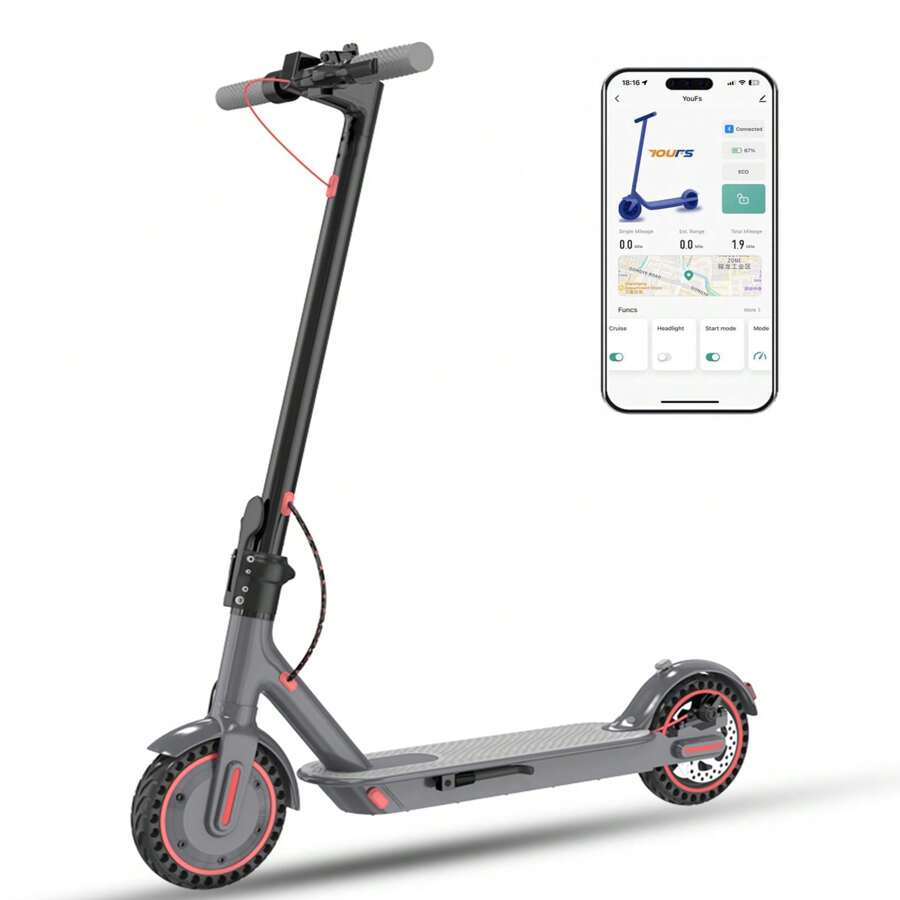 Electric Scooter For Adults, Up To 19 Mph, 19 Miles Range & 264 Lbs Load, Aluminum Alloy E-Scooter With 350W Motor, Foldable Escooter With Dual Braking System
