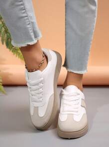 Nuevos zapatos deportivos casuales livianos y transpirables con punta redonda, suela antideslizante y cordones para mujer, ideales para primavera/otoño