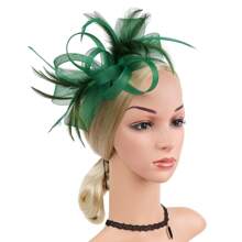 1pc Flower Feather Hair Accessory, Vintage Bridal Headpiece With Face Covering Net For Women's Party Gathering, Elegant Decoration Hat