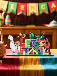 1pc 2D Flat Decoration, May 5th Party Decor, Mexican Wooden Tabletop Center Piece, Party Decoration Gift, Birthday Graduation Ceremony - Multicolor - View 4