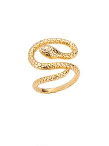 1 st. Gouden Kleur Roestvrijstalen Slangenringen Voor Vrouwen Mannen Open Verstelbare Ring Vintage Gotische Punk Feest Esthetische Sieraden
