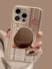 GUCADI 1 chiếc Giá đỡ điện thoại họa tiết sọc dọc cổ điển + hạt cà phê, Ốp lưng điện thoại họa tiết sọc retro cao cấp thời trang thu đông, Chống rơi, tương thích với dòng 16/15/14/13/12, Chống nước, Chống sốc, Chống trầy xước - Nhiều màu - Xem 3