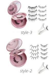 2 件/4 件磁性睫毛带收纳盒，磁性夹套装，外观自然，无需胶水，易于佩戴和取下磁性睫毛套装条状睫毛、睫毛、睫毛、假睫毛 - 眼尾拉長款 - 查看 19