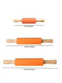 1 Stück Silikonausrollholz, antihaftbeschichtet, Holzgriff, Teigroller