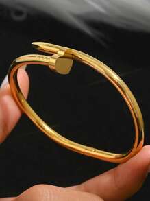1pc Stainless Steel Bracelet Men And Women's Four Seasons Personalized Design Heart Zirconia Bracelet Jewelry Accessories Gifts, Jewelry Gold Jewelry Jewelry Women Bracelets Accessories Women Stainless Steel Jewelry Bracelets For Women