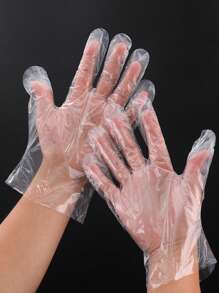 100pcs/Pack Disposable Gloves, Outdoor Catering, Baking, Beauty Salon, Cleaning, Kitchen, Sanitary PE Gloves, Transparent Protective Gloves, Suitable For Household, Restaurant, Street Stall, Salon