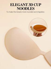 Solid Self-Adhesive Stick On Bra, Suitable For Everyday Wear - Apricot - View 3