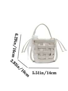 大容量精致新款时尚百搭别致高品质编织斜挎包，独特设计单肩包，高端感水桶包手提包 - 白色 - 查看 3