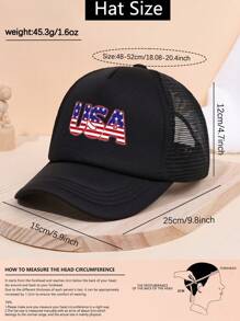 1pc Baseball Cap For Children, USA Print Breathable Sun Protection Hat Suitable For Fishing, Outdoor Activities