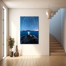 Images incroyables des phares de la nuit. Grande peinture murale encadrée en bois, décoration d'intérieur, peinture à l'huile - Chambre, salle de bain, salon, bureau, cuisine, cadeaux de Noël - 1 pièce