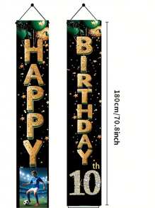 2pcs Customized Birthday Party Backdrop & Door Sign With Photo, Name & Age, Durable Rose Gold Happy Birthday Decorations, Perfect For Indoor & Outdoor Party Celebration